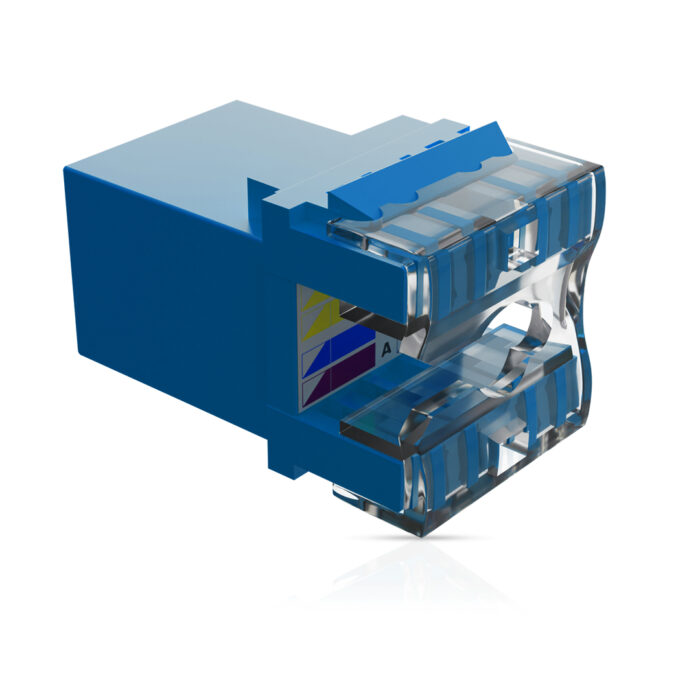 Cat6 UTP Keystone Jack Shuttered BLUE - Image 2
