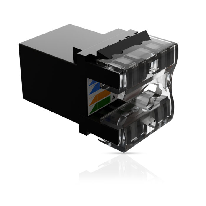 Cat6 UTP Keystone Jack Shuttered BLACK - Image 2
