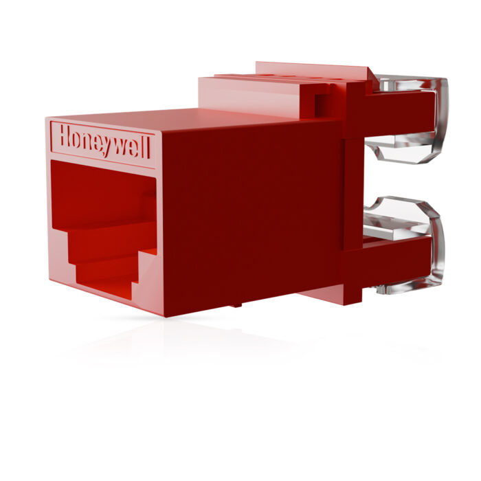 Cat6 UTP Keystone Jack Shuttered RED - Image 3