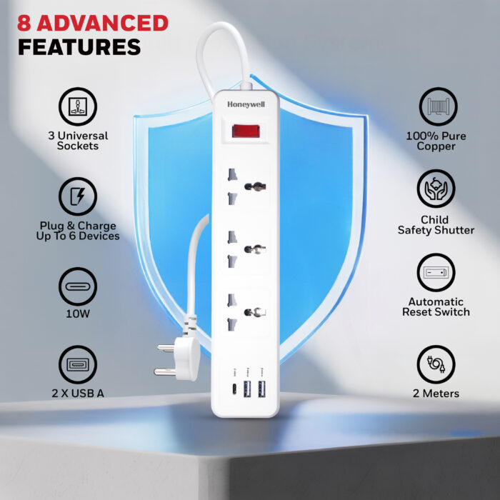 3 OUTLET EXTENSION BOARD WITH 1 TYPE C & 2 USB - Image 4