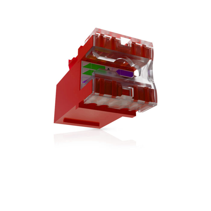 Cat6A UTP Keystone Jack Shuttered RED - Image 3
