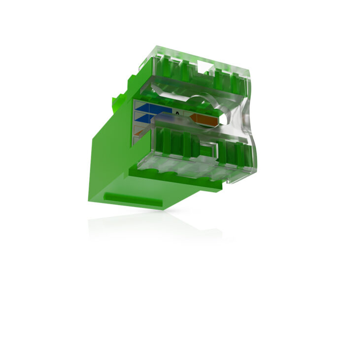 Cat6A UTP Keystone Jack Shuttered GREEN - Image 3