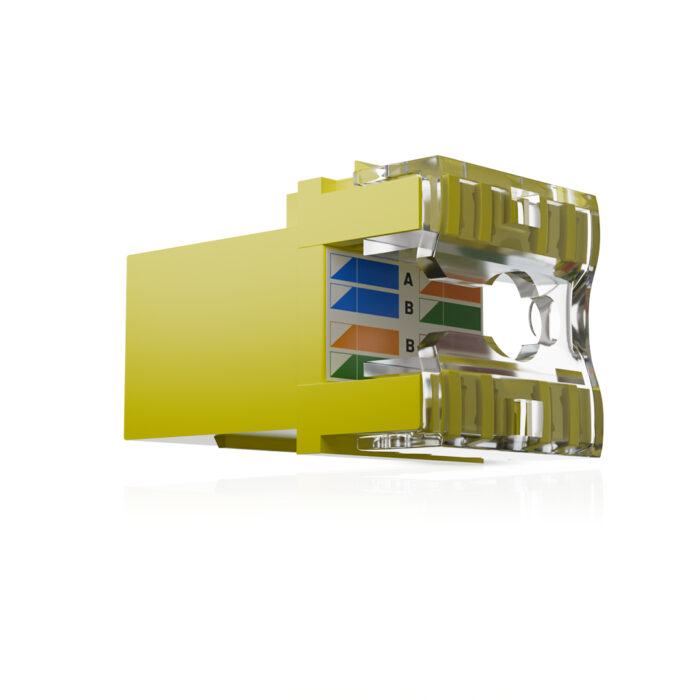 Cat6 UTP Keystone Jack Shuttered YELLOW - Image 4
