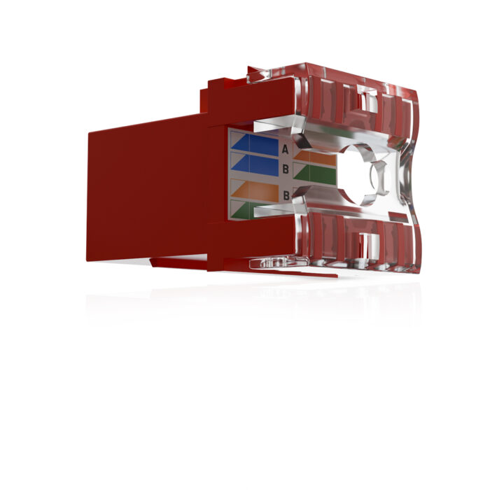 Cat6 UTP Keystone Jack Shuttered RED - Image 4