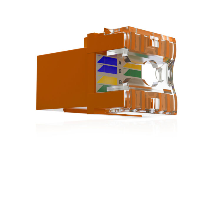 Cat6 UTP Keystone Jack Shuttered ORANGE - Image 4