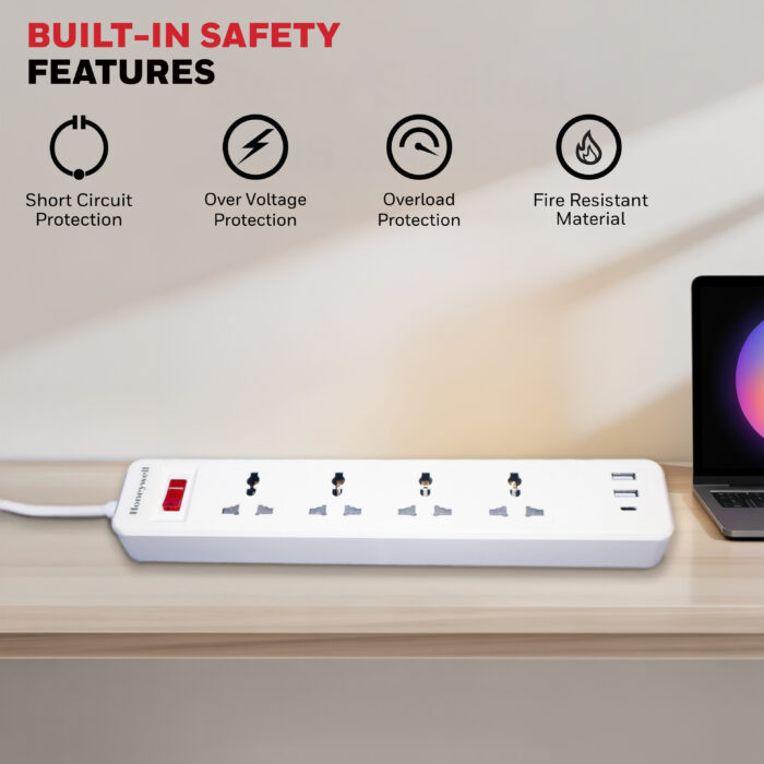 4 OUTLET EXTENSION BOARD WITH 1 TYPE C & 2 USB - Image 5