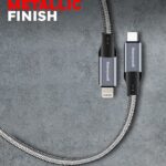 Type C to Lightning cable 1.2mtr - (Braided) - Grey - Image 3