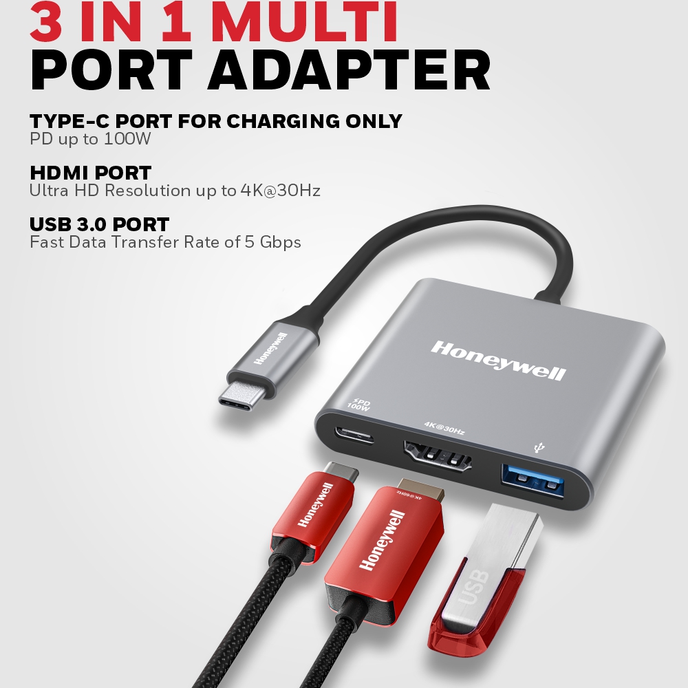 doloroso Devastar años Type C To HDMI With PD Charging and USB 3.0 Adapter – Honeywell Connection